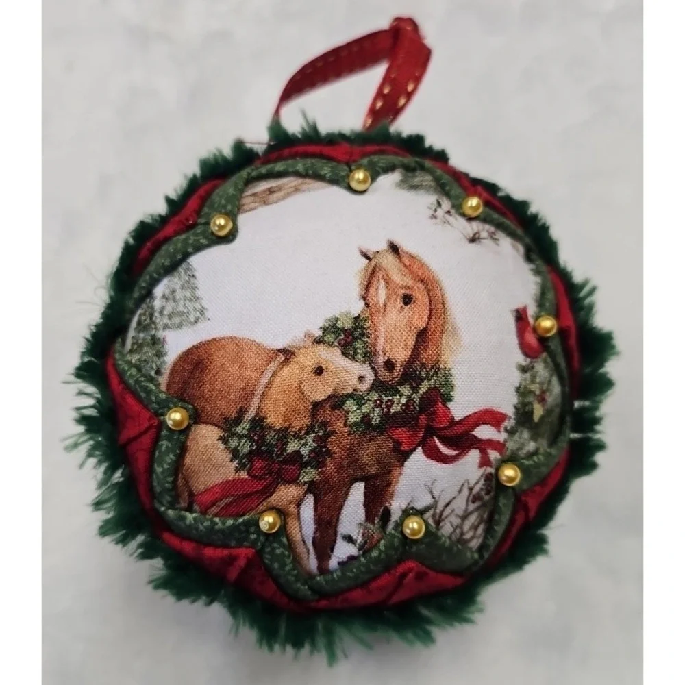 Beautiful Handmade Christmas Ornament two different‎ pictures on one ornament.
